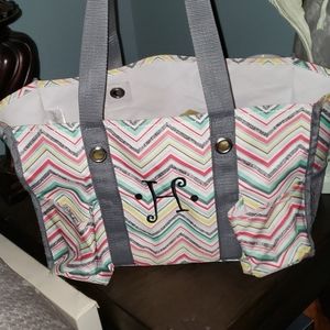 New Thirty One Custom "H" Organizing Utility Tote  Shoulder Bag In Party Punch